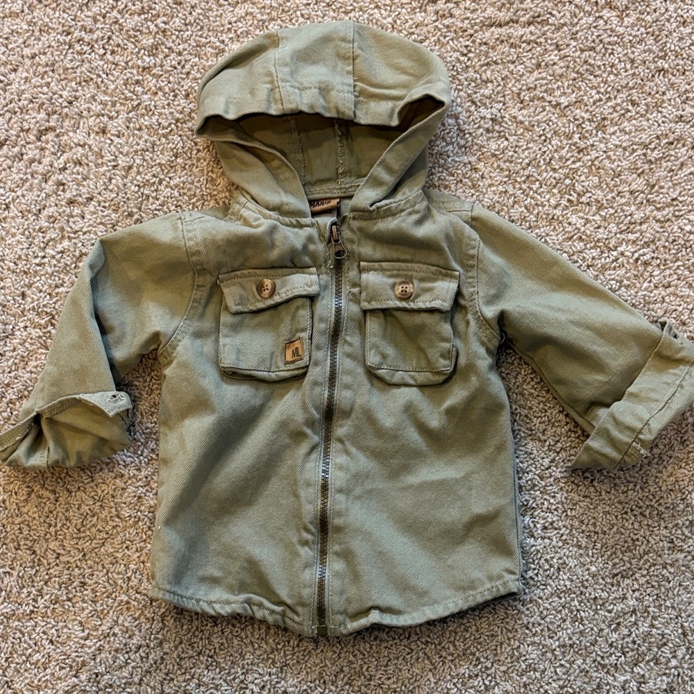 Mario Lopez Kids Hooded Jacket in Olive Green